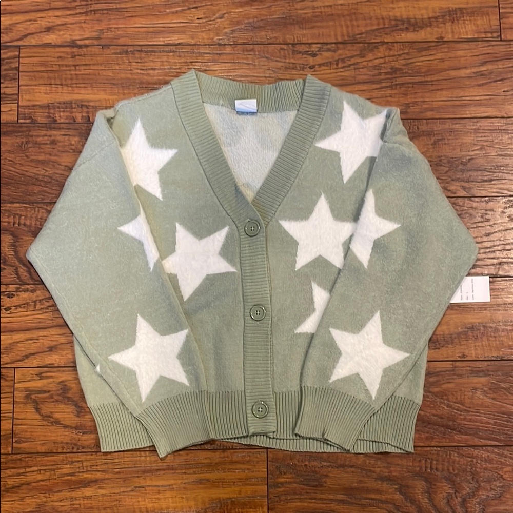 Green Star Patterned Women's Sweater